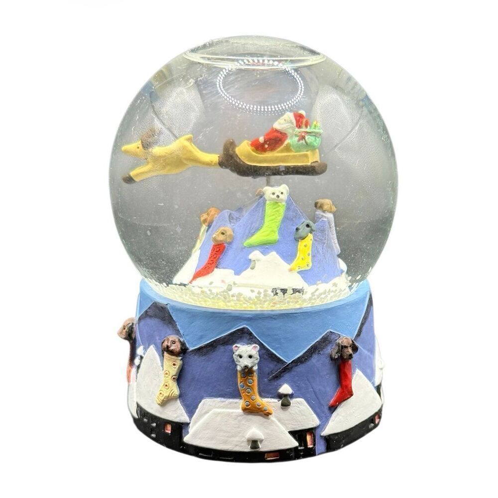 Neiman Marcus & Dept. 56 Collab Christmas 1991 Mini Snow Globe Santa & Sleigh